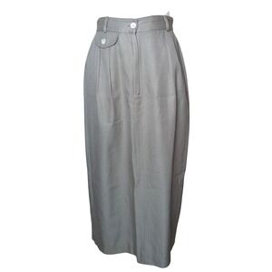 Talbots‎ Petite 53% Silk High-Waist Midi Skirt Size 8 Minimalist Sage Green Work